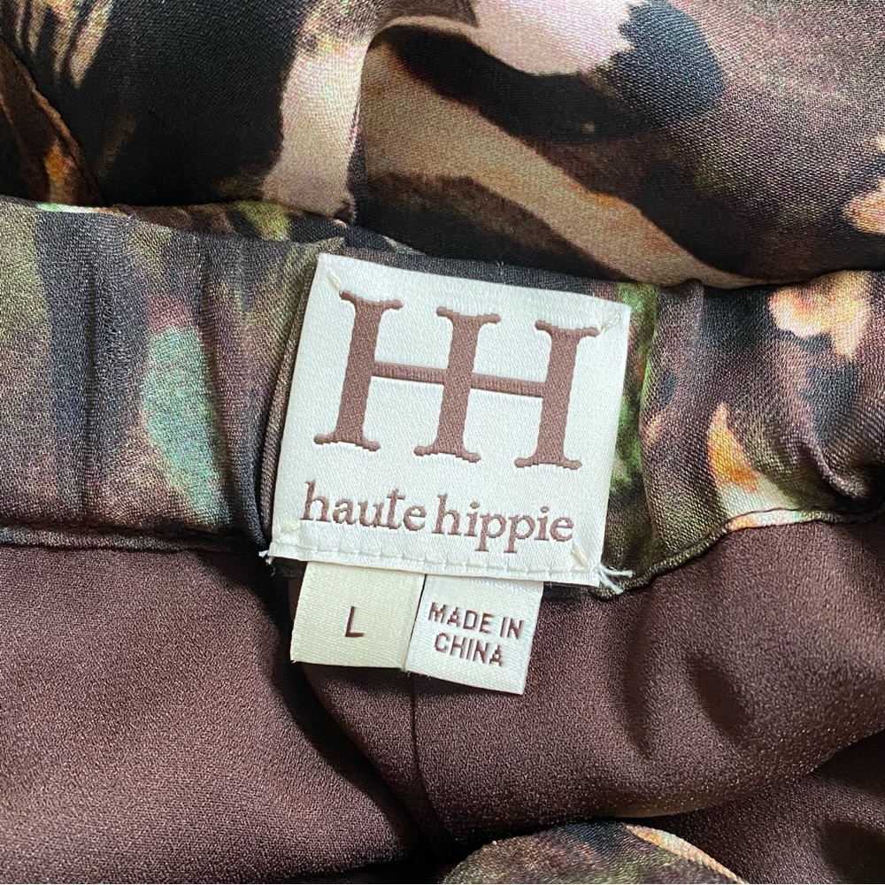 Haute Hippie brown black green print Keith silk cargo drawstring jogger pants - Picture 12 of 15